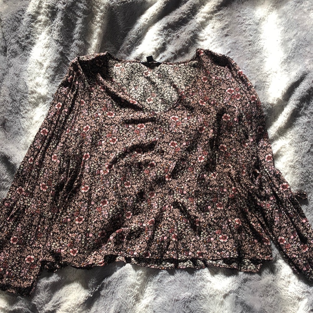 Black floral blouse